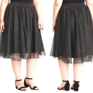 Disney Black Silver Metallic Cinderella Tulle Skirt Sz 2X